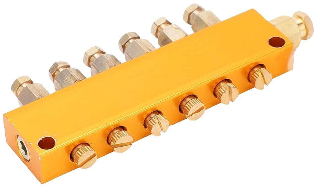 Alt view image 6 of 6 - Brass Oil Distributor Adjustable Lubrication Manifold Block (1 in 6 Out) for CNC Milling Machine Lathe Centralized Lubrication System