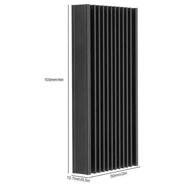 Alt view image 2 of 6 - 4Pcs Aluminum Heat Sink Large Heatsink Chip Heat Diffusion Cooling Fin Heat Sink Cooling Black 50 x 12.7 x 100mm / 2 x 0.5 x 4in