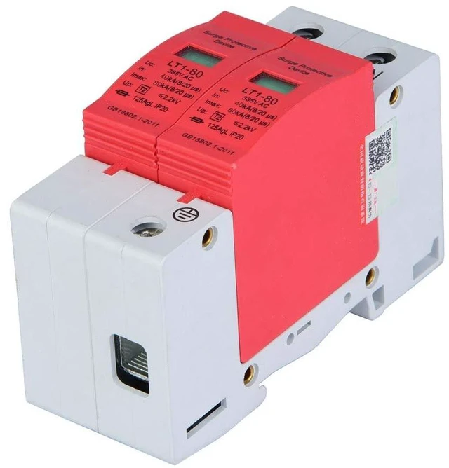Alt view image 2 of 6 - AC Protector Power Protector Arrester Device, House Protector Low Voltage Arrester for Photovoltaic Thunder, Protective Device Arrester Electronics Accessories (2P80KA)