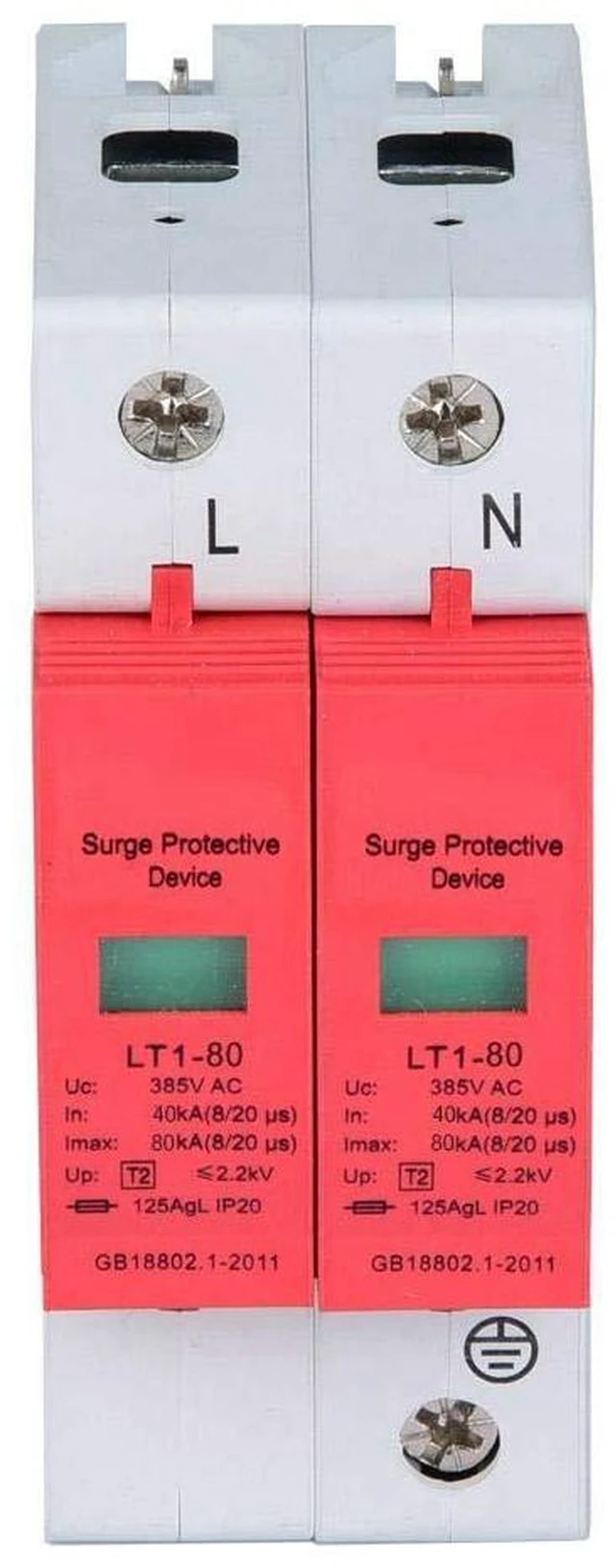 Alt view image 3 of 6 - AC Protector Power Protector Arrester Device, House Protector Low Voltage Arrester for Photovoltaic Thunder, Protective Device Arrester Electronics Accessories (2P80KA)