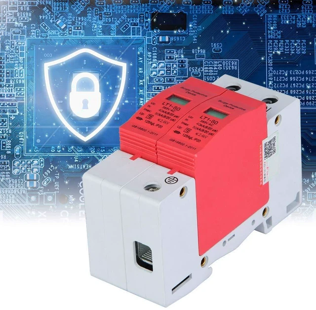 Alt view image 5 of 6 - AC Protector Power Protector Arrester Device, House Protector Low Voltage Arrester for Photovoltaic Thunder, Protective Device Arrester Electronics Accessories (2P80KA)