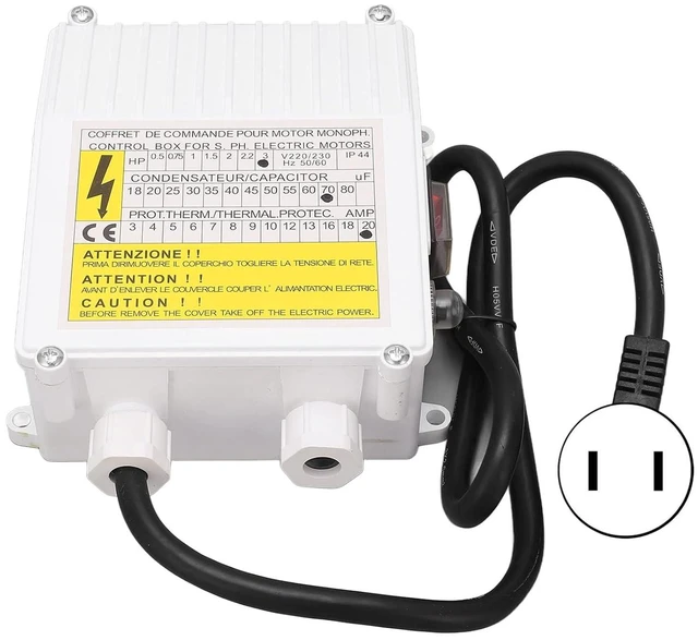 Alt view image 2 of 6 - Deep Well Pump Control Box 2.2KW Submersible Pump Switch Controller with Thermal Breaker 70F 20A US Plug 110V Heavy Duty ABS Enclosure