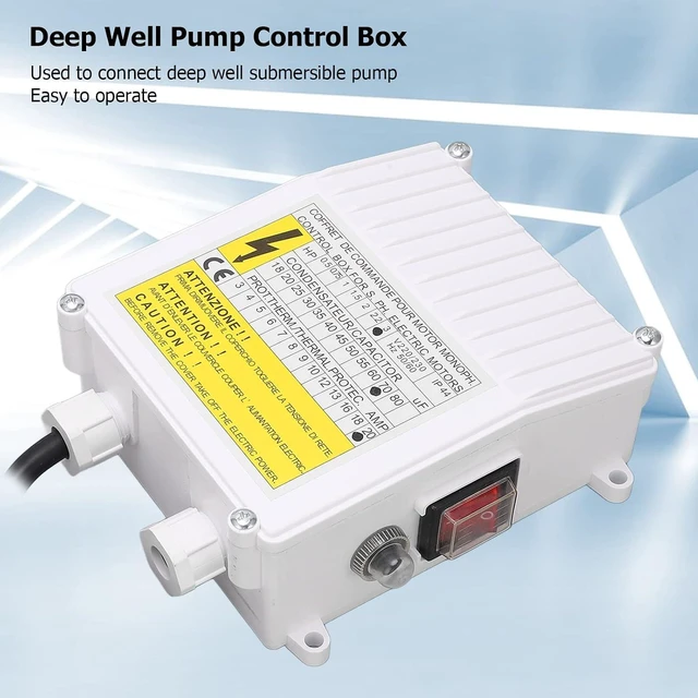 Alt view image 3 of 6 - Deep Well Pump Control Box 2.2KW Submersible Pump Switch Controller with Thermal Breaker 70F 20A US Plug 110V Heavy Duty ABS Enclosure