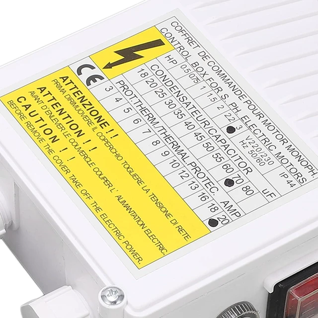 Alt view image 5 of 6 - Deep Well Pump Control Box 2.2KW Submersible Pump Switch Controller with Thermal Breaker 70F 20A US Plug 110V Heavy Duty ABS Enclosure