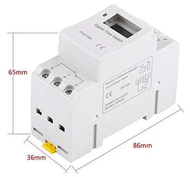 Alt view image 4 of 6 - 15A Programmable Timer Relay 7 Day Heavy Duty Digital Timer Switch with LCD 16 On 16 Off Pre-Setting THC DIN Rail (110V)