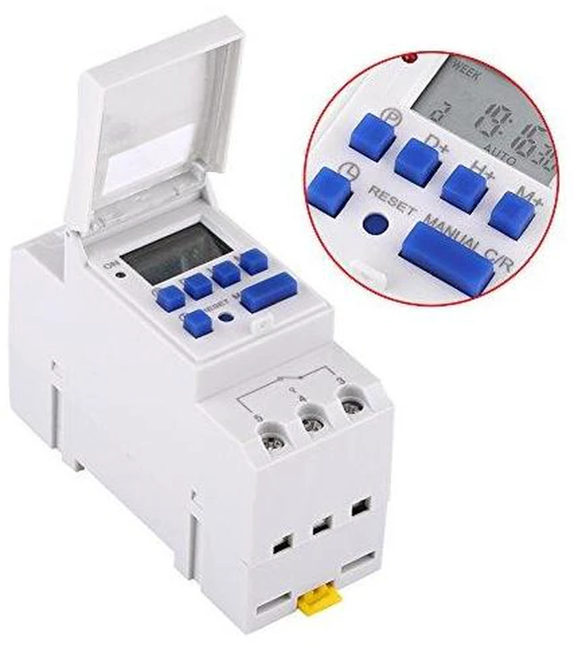 Alt view image 5 of 6 - 15A Programmable Timer Relay 7 Day Heavy Duty Digital Timer Switch with LCD 16 On 16 Off Pre-Setting THC DIN Rail (110V)