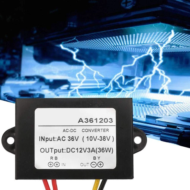 Alt view image 6 of 6 - Power Converter Voltage Regulator 36V AC to 12V DC 3A for Car DC Power Module