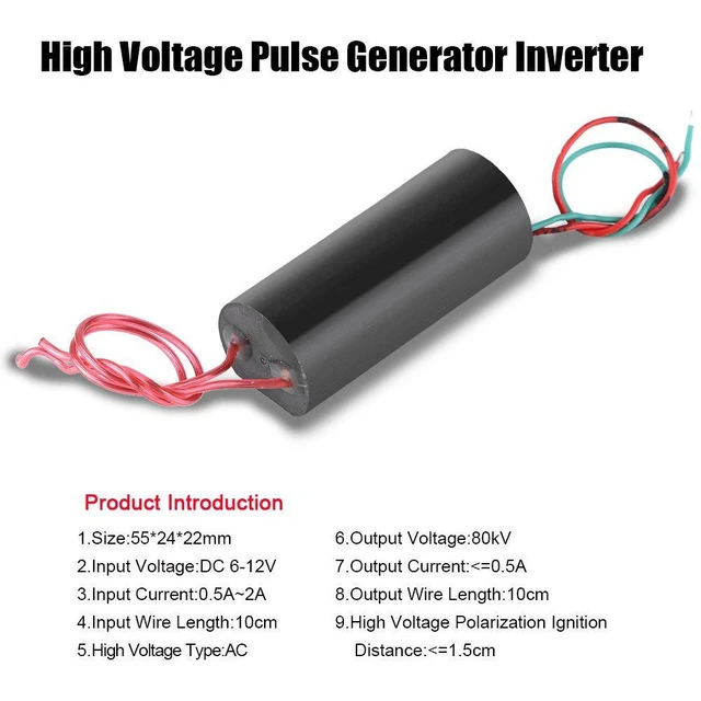 Alt view image 3 of 6 - High Voltage Transformer DC 6-12V to 80KV Boost Step-up Module, High Temperature Igniter Generator 80000V Pulse Arc Ignition Coil for Spark Experiment Ignition