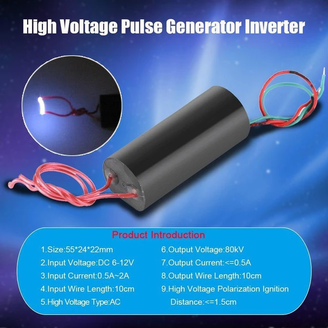 Alt view image 5 of 6 - High Voltage Transformer DC 6-12V to 80KV Boost Step-up Module, High Temperature Igniter Generator 80000V Pulse Arc Ignition Coil for Spark Experiment Ignition