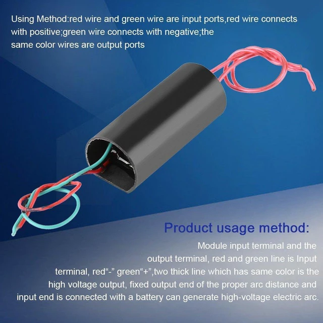 Alt view image 6 of 6 - High Voltage Transformer DC 6-12V to 80KV Boost Step-up Module, High Temperature Igniter Generator 80000V Pulse Arc Ignition Coil for Spark Experiment Ignition