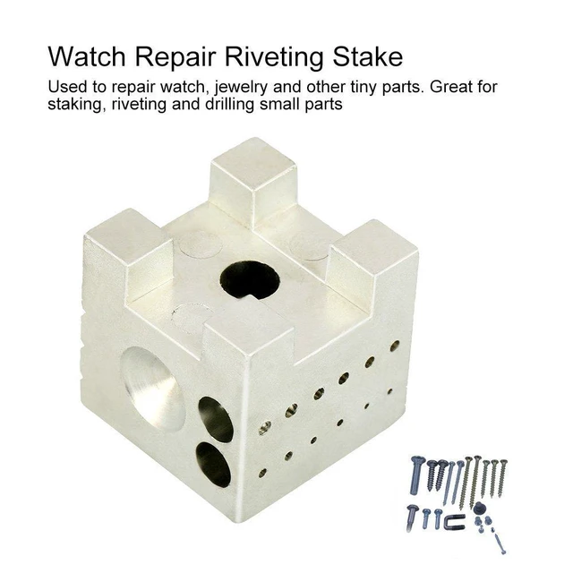 Alt view image 2 of 6 - Walfront Watch Repair Tool Watchmaker Repairing Tools Carbon Steel Dapping Carbon Steel Block Riveting Stakes Watchmaker Repair Holder Tools