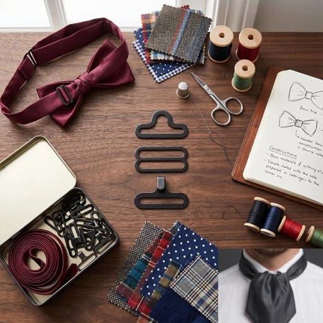 Alt view image 5 of 6 - 50sets Metal Adjustable Bow Tie Hardware Cravat Clip Hook Fastener Necktie Strap