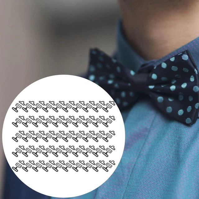Alt view image 2 of 6 - 50sets Metal Adjustable Bow Tie Hardware Cravat Clip Hook Fastener Necktie Strap
