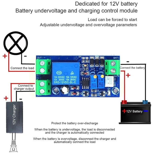 Alt view image 4 of 6 - DC12V Battery Protector Board Under Voltage Switch Module Overdischarge Overvoltage Automatic Charging Control Module