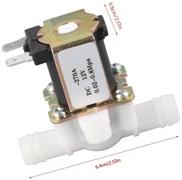 Alt view image 2 of 6 - NC Water Valve 3/8 DC 12V OD12mm Plastic Electric Solenoid Valve Water Inlet Switch Feed Water Solenoid Valve Quick Connect N/C Normally Closed for Water Dispens 0.02-0.8Mpa