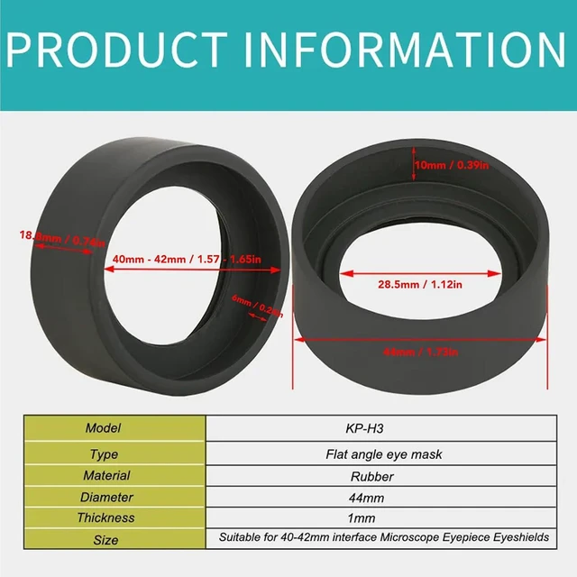 Alt view image 3 of 6 - 2Pcs Microscope Eyepiece Cup Flat Angle Rubber Eyeguards Eyepiece Cover Guards Eyeshields Telescope Protector for 4042mm Interface Replacement Protector Covers