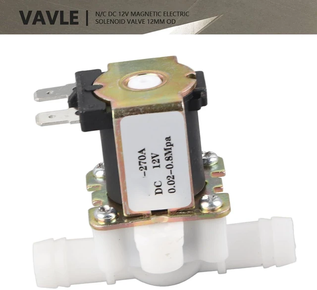 Alt view image 3 of 6 - NC Water Valve 3/8 DC 12V OD12mm Plastic Electric Solenoid Valve Water Inlet Switch Feed Water Solenoid Valve Quick Connect N/C Normally Closed for Water Dispens 0.02-0.8Mpa
