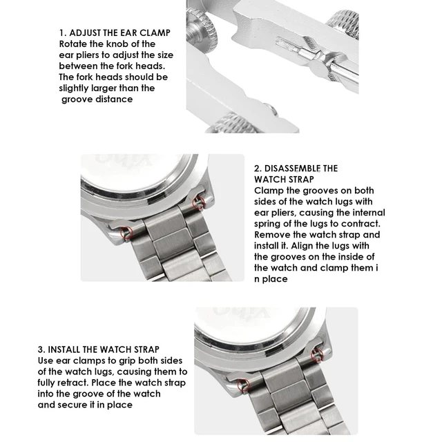 Alt view image 4 of 6 - Watch Spring Bar Tool with 8 Tips, Professional Watch Band Repair Kit for Removing and Replacing Watch Straps, Bracelet Links and Pins with Easy Adjust Locking Mechanism (Silver)