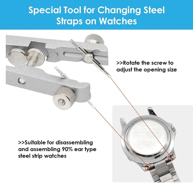 Alt view image 6 of 6 - Watch Spring Bar Tool with 8 Tips, Professional Watch Band Repair Kit for Removing and Replacing Watch Straps, Bracelet Links and Pins with Easy Adjust Locking Mechanism (Silver)