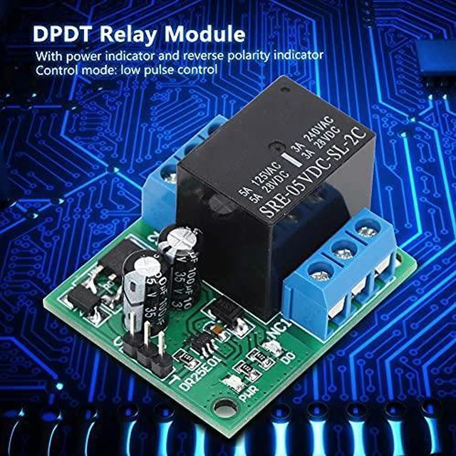 Alt view image 6 of 6 - DR25E01 DPDT Relay Module Double Pole Double Throw Self Locking Bistable Relay Module Board (DC 6-24V) for LED Motor Smart Home Control