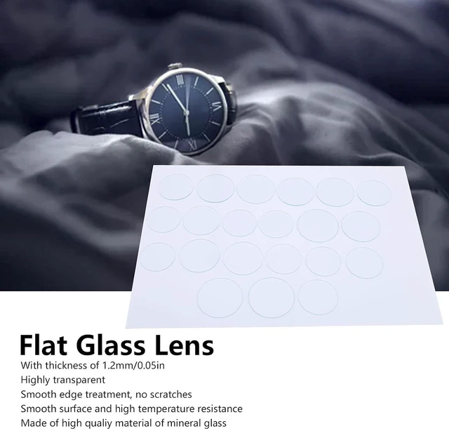 Alt view image 4 of 6 - Walfront 21pcs Watch Glass Replacement Flat Watch Crystal Kit 35-45mm Mineral Glass Lens Set with 1.2mm Thickness for Professional Repair DIY Horology