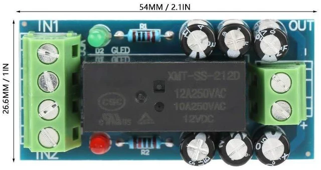 Alt view image 2 of 6 - Power Controller Module Battery Emergency Switch, DC 12V 12A Automatic Power Controller Adapter Storage Battery Emergency Board
