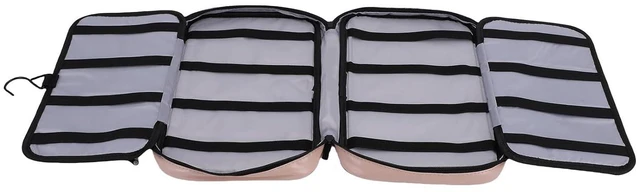 Main image of Walfront Infant Girl Hair Accessories Storage Bag, PU Hanging Headbands Hair Bow Case with 4 Compartments 2 Transparent Pockets, Travel for Baby Girls