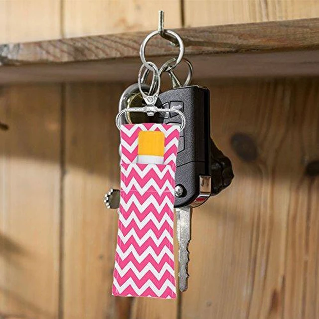 Alt view image 3 of 6 - Walfront Lipstick Holder Keychain Lip Balm Key Ring Pouch Strap for Women Girls Gift(Black)