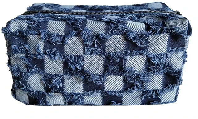 Alt view image 6 of 6 - Walfront Checkered Makeup Bag, Fabric Travel Toiletry Pouch, Splashproof