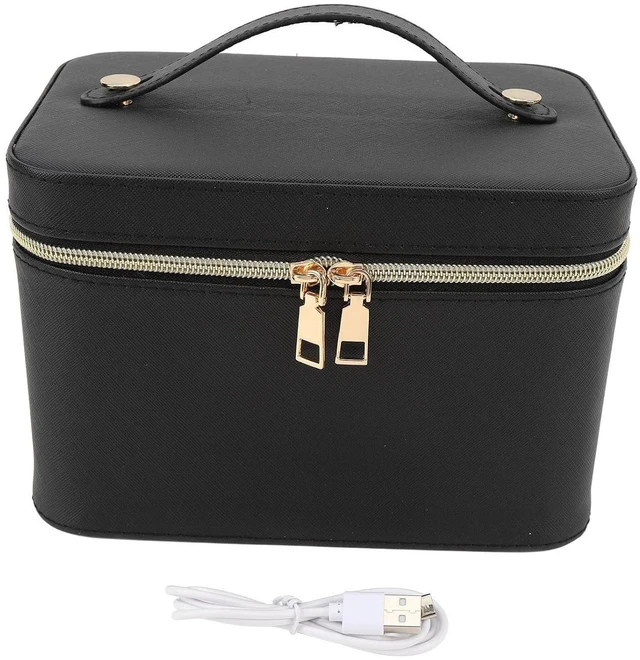 Alt view image 6 of 6 - Walfront Cosmetic Bag with LED Mirror PU Makeup Case with Lighted Mirror