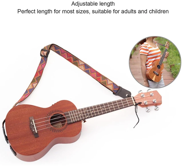 Alt view image 3 of 6 - Walfront Ukulele Strap Bohemian Hawaiian Length Adjustable Retro Style Woven Nylon Uke Shoulder Strap Ukulele Back Belt (Style 1)