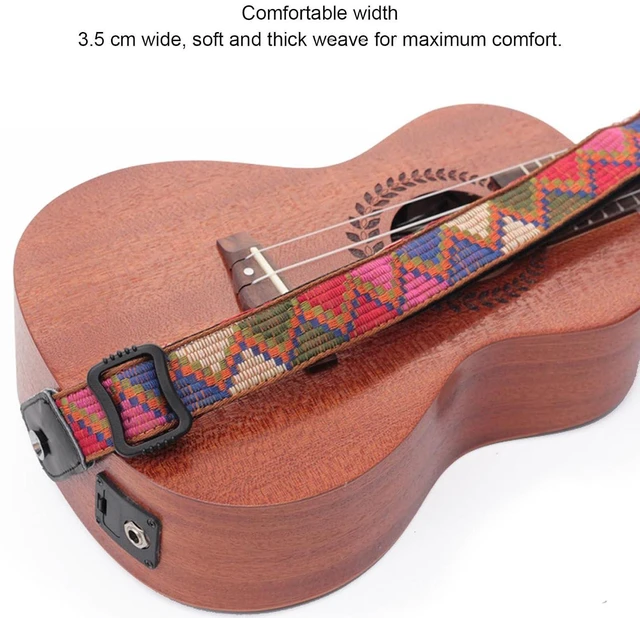 Alt view image 5 of 6 - Walfront Ukulele Strap Bohemian Hawaiian Length Adjustable Retro Style Woven Nylon Uke Shoulder Strap Ukulele Back Belt (Style 1)
