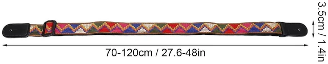 Alt view image 6 of 6 - Walfront Ukulele Strap Bohemian Hawaiian Length Adjustable Retro Style Woven Nylon Uke Shoulder Strap Ukulele Back Belt (Style 1)