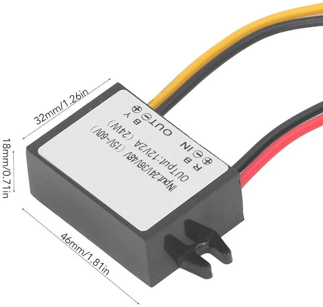 Alt view image 2 of 6 - WALFRONT DC to DC Converter 24V 36V 48V Step Down to 12V 2A 24W IP67 Waterproof Voltage Reducer with Overload Protection for Vehicle LED Light Strip Hospital Equipment