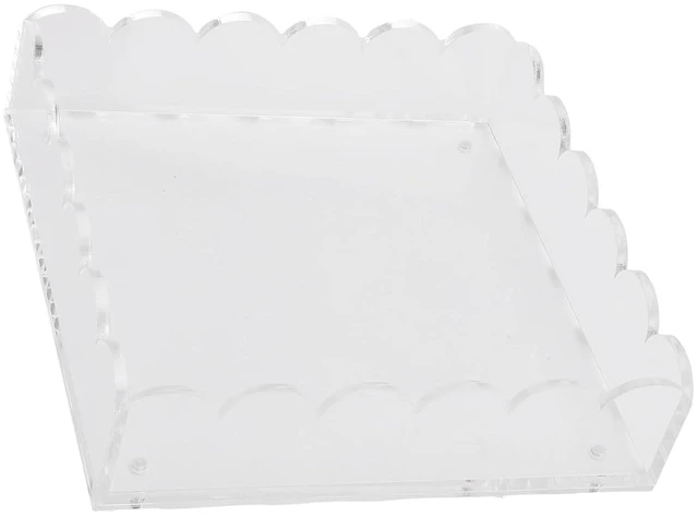 Alt view image 4 of 6 - WALFRONT Scalloped Tray Acrylic Scalloped Acrylic Tray 20 X 20 X 6.4cm