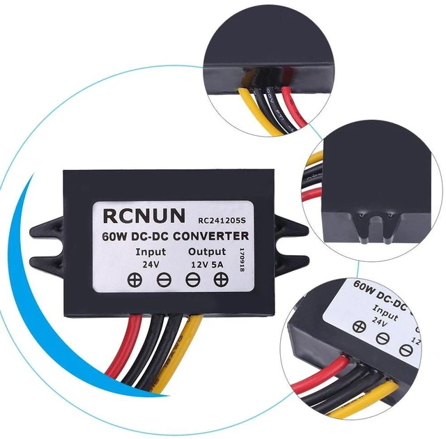 Alt view image 3 of 6 - DC24V to 12V Voltage Reducer, Walfront 600W 5A DC to DC IP68 Car Step Down Converter Supply Transformer Volt Inverter for Car Auto Motor Vehicle Automotive