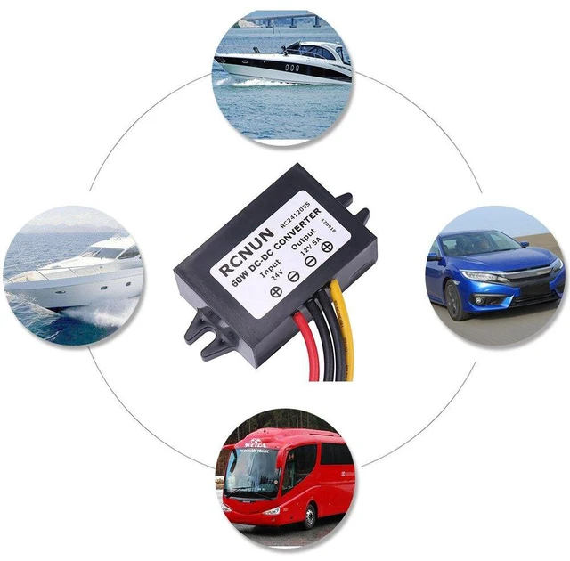 Alt view image 4 of 6 - DC24V to 12V Voltage Reducer, Walfront 600W 5A DC to DC IP68 Car Step Down Converter Supply Transformer Volt Inverter for Car Auto Motor Vehicle Automotive
