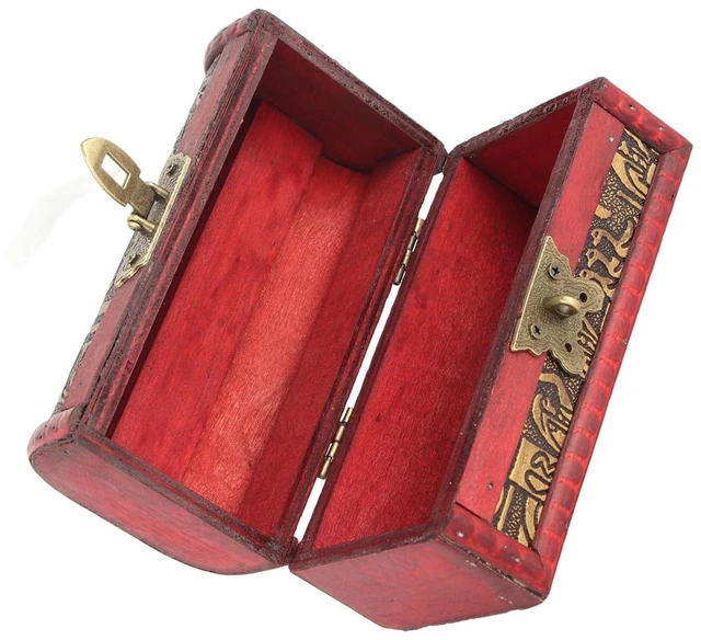 Alt view image 2 of 6 - Walfront Vintage Wooden Treasure Chest Jewelry Storage Box with Lock,