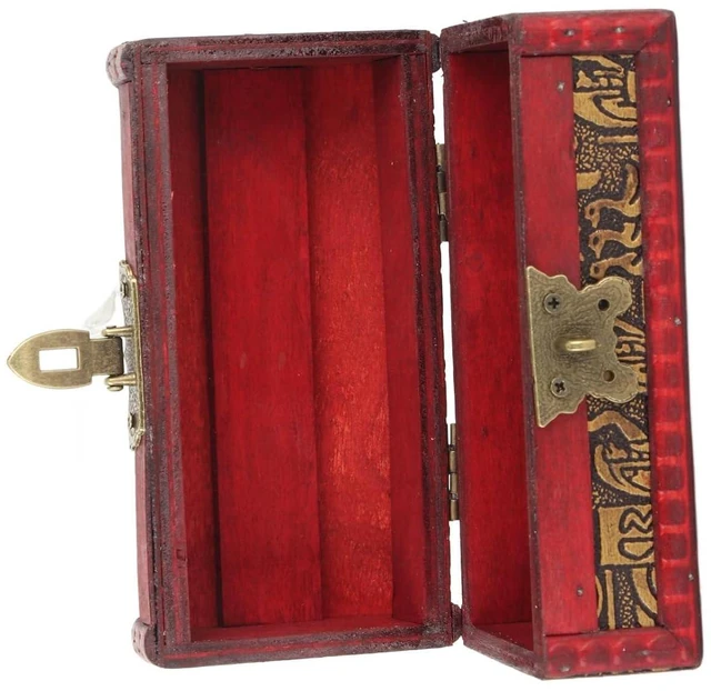 Main image of Walfront Vintage Wooden Treasure Chest Jewelry Storage Box with Lock,