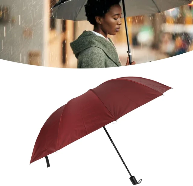 Main image of Walfront Travel Umbrella, Foldable Manual Umbrella with 10 Ribs Black