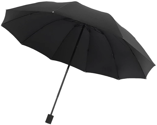 Main image of Walfront Travel Umbrella, Foldable Manual Umbrella with 10 Ribs Black