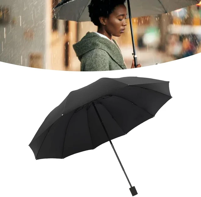 Alt view image 2 of 6 - Walfront Travel Umbrella, Foldable Manual Umbrella with 10 Ribs Black