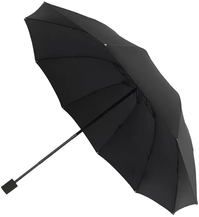 Alt view image 3 of 6 - Walfront Travel Umbrella, Foldable Manual Umbrella with 10 Ribs Black