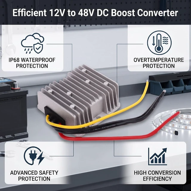 Alt view image 3 of 6 - WALFRONT Boost Converter 12V to 48V Converter, 6A 288W IP68