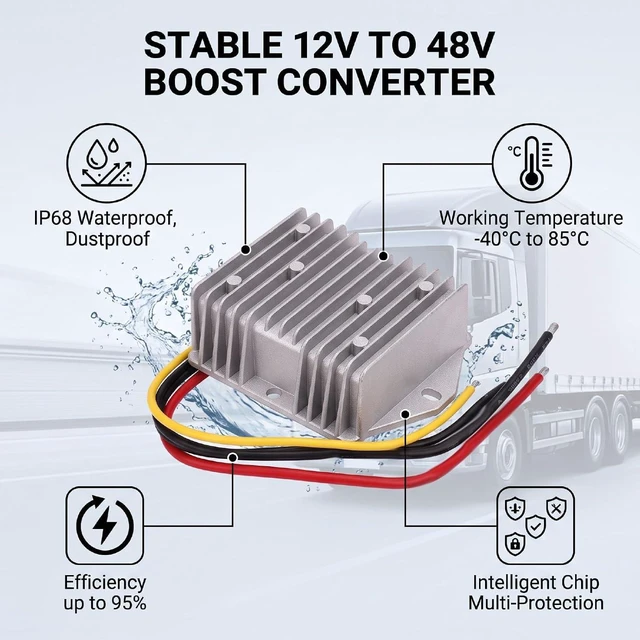 Alt view image 5 of 6 - WALFRONT Boost Converter 12V to 48V Converter, 6A 288W IP68