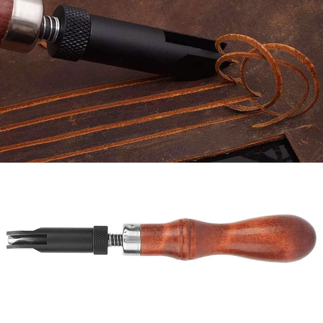 Alt view image 2 of 6 - Wood Handle V Cove Base Leather Groover V Type Push Groover Groover Tool Cotton Crochet Thread Type Push Groover Leather Grooving Craft Gouge Tool