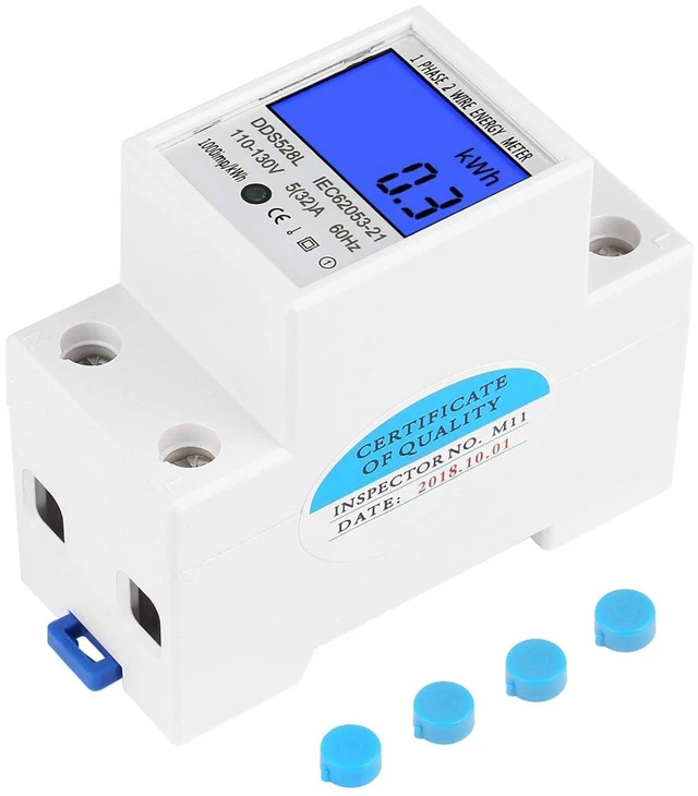 Alt view image 5 of 6 - Single Phase Energy Meter Electric Meter LCD KWH Meter 110-130V 5-32A 60Hz DIN-Rail Power Meter Backlight Electricity Power Consumption Wattmeter
