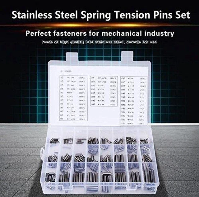 Alt view image 4 of 6 - 280Pcs Stainless Steel Roll Pin Assortment Kit Metric Slotted Spring Pins M1.5 to M8 Split Tension Pins for Automotive Machinery Industrial Repair