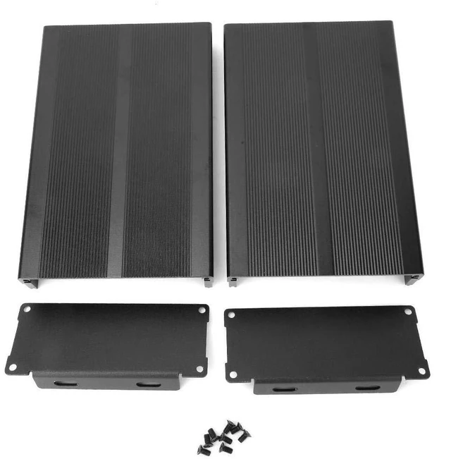 Alt view image 2 of 6 - Enclosure Project Box 40x97x150mm Electronic DIY Circuit Board Protective Box Cooling Case Enclosure Split Body Case for Power Amplifier Aluminum Box Analyzer Housing Black