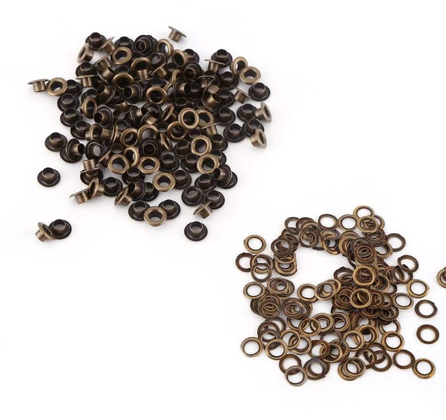 Main image of Antique Brass Eyelet Grommets, Leathercraft Accessory Fasteners Kit with Washers for Repairs Decoration(4mm)
